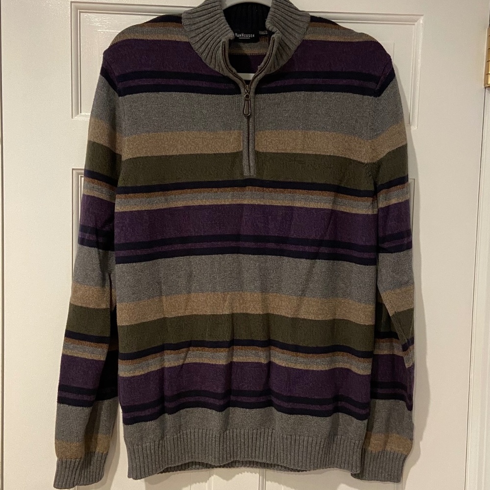 Van Heusen Men’s 1/4 Zip Cotton Sweater – Size Medium